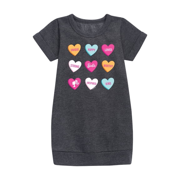 Barbie - Candy Hearts - Toddler And Youth Girls Fleece Dress