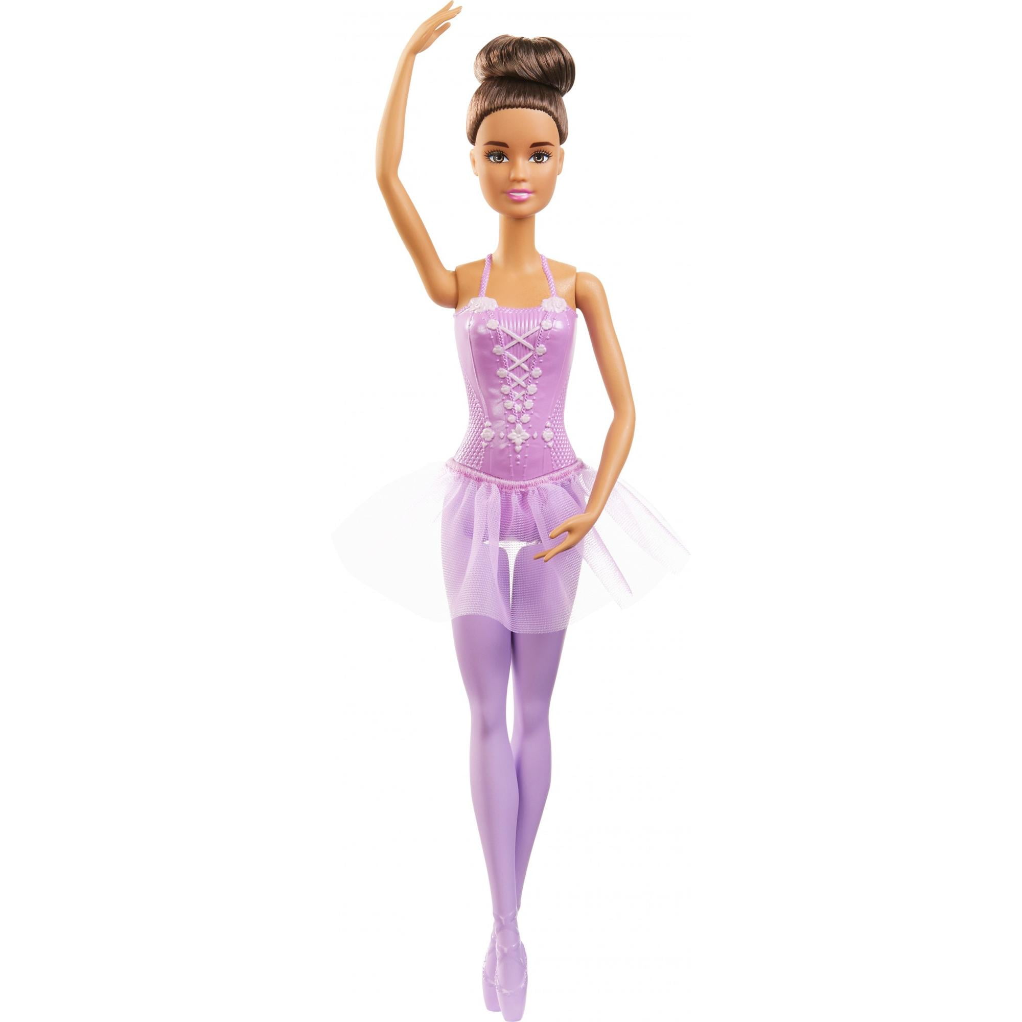 Barbie Career Ballerina Doll with Tutu and Sculpted Toe Shoes, Brunette Hair