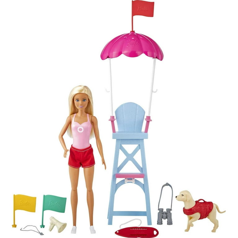 Barbie Lifeguard Playset with Blonde Doll, Swim Outfit