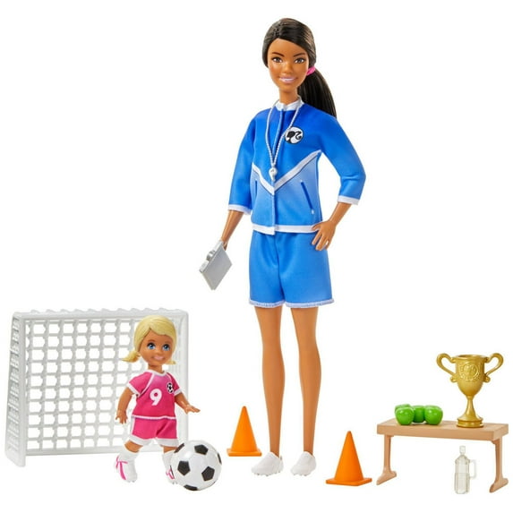 Barbie Career Soccer Coach Playset with 2 Dolls and Accessories