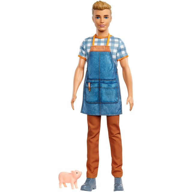 Barbie Career Sweet Orchard Farm Ken Doll, Sandy Blonde, with Piglet