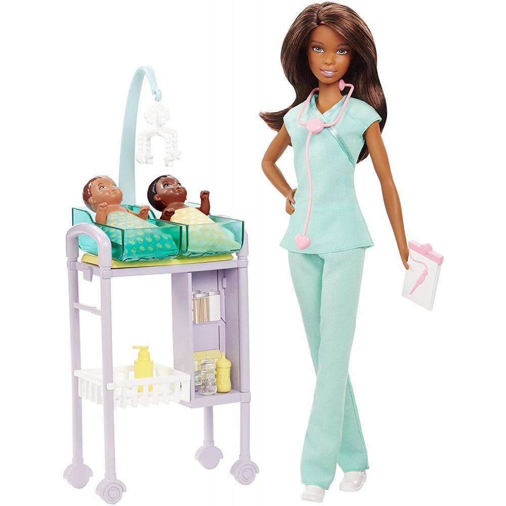 Barbie Careers Baby Doctor Nikki Doll, Brunette, with 2-Patients - image 1 of 4