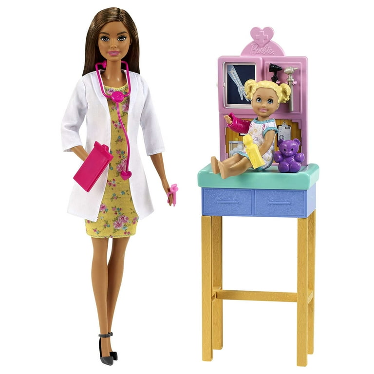 Barbie Pediatrician Playset with Brunette Doll, Toddler Doll