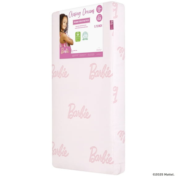 Barbie Chasing Dreams 2 in 1 Crib & Toddler Mattress by Dream On Me, Pink