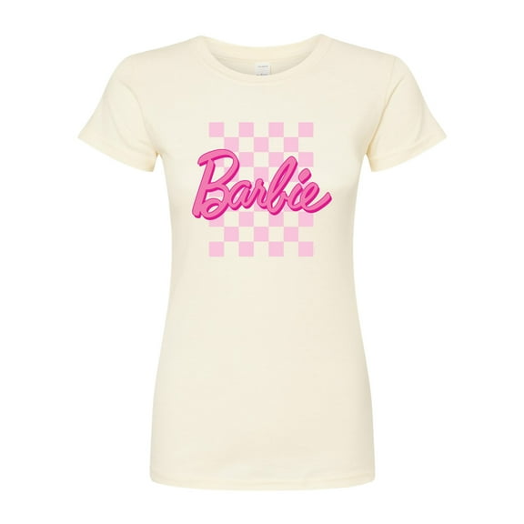 Barbie - Checkered Logo - Juniors Fitted Graphic T-Shirt