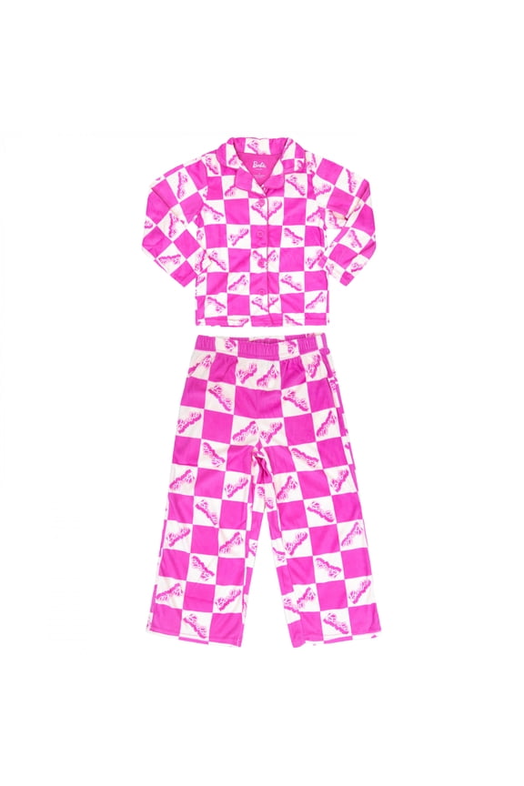 Checkered Logos Girl's 2-Piece Pajama Set-Size 8