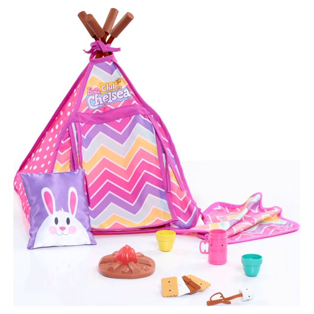 Barbie Chelsea Camping Set Doll Accessories, 18 Pieces