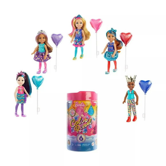 Barbie - Chelsea Color Reveal ! Color Changing Kids - Beach Go'Er Doll with 6 Surprise Accessories