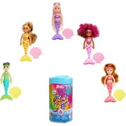 Barbie Chelsea Color Reveal Rainbow Mermaid Series Small Doll with 6 Surprises & Color Change