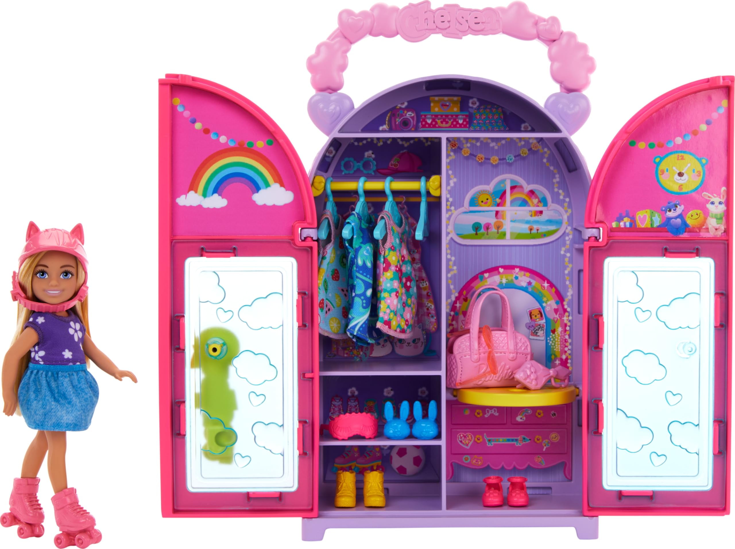 Barbie Chelsea Doll & Closet Toy Playset with 15 Pieces Clothes ...