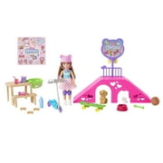 Barbie Chelsea Doll & Skate Park Playset with 2 Puppies, Ramp & 15+ Accessories, Brunette Small Doll