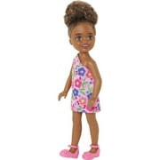Barbie Chelsea Doll, Small Doll with Black Hair in Pigtails & Brown Eyes in Removable Plaid Dress