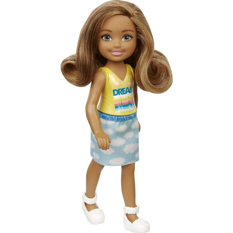 Barbie Chelsea Doll, Small Doll with Light Brown Hair & Brown Eyes in  Removable Cloud-Print Skirt