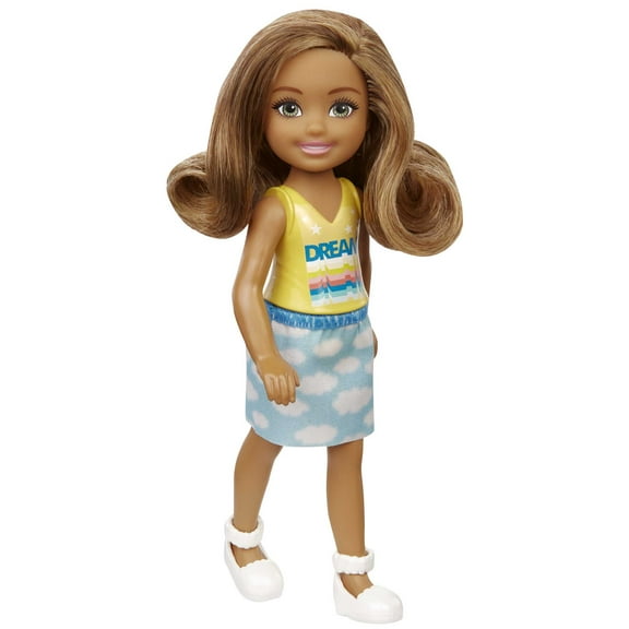 Barbie Chelsea Doll, Small Doll with Light Brown Hair & Brown Eyes in Removable Cloud-Print Skirt