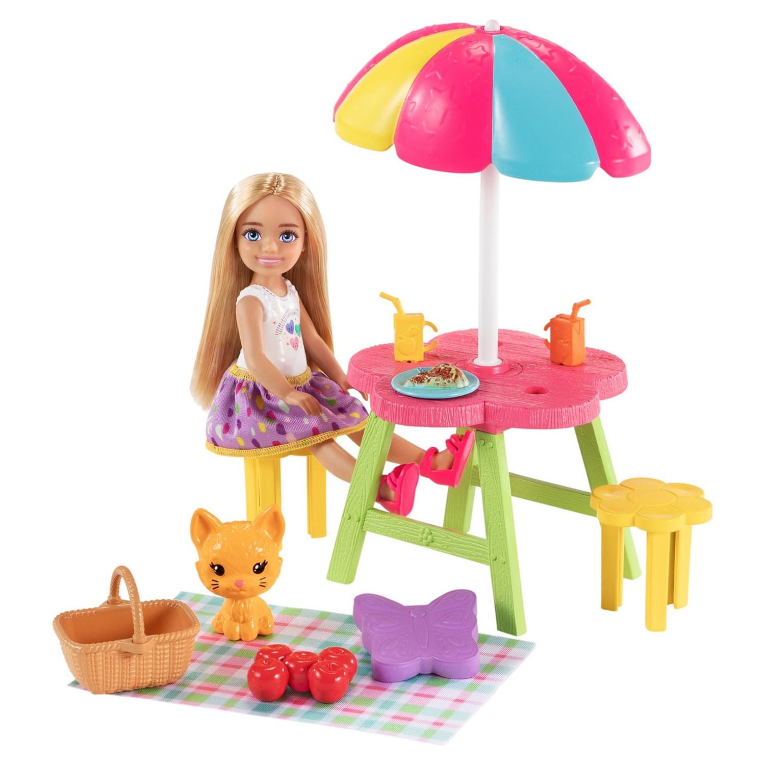Barbie Chelsea Picnic Playset (6-in Blonde) with Pet Kitten, Table &  Accessories - Walmart.com