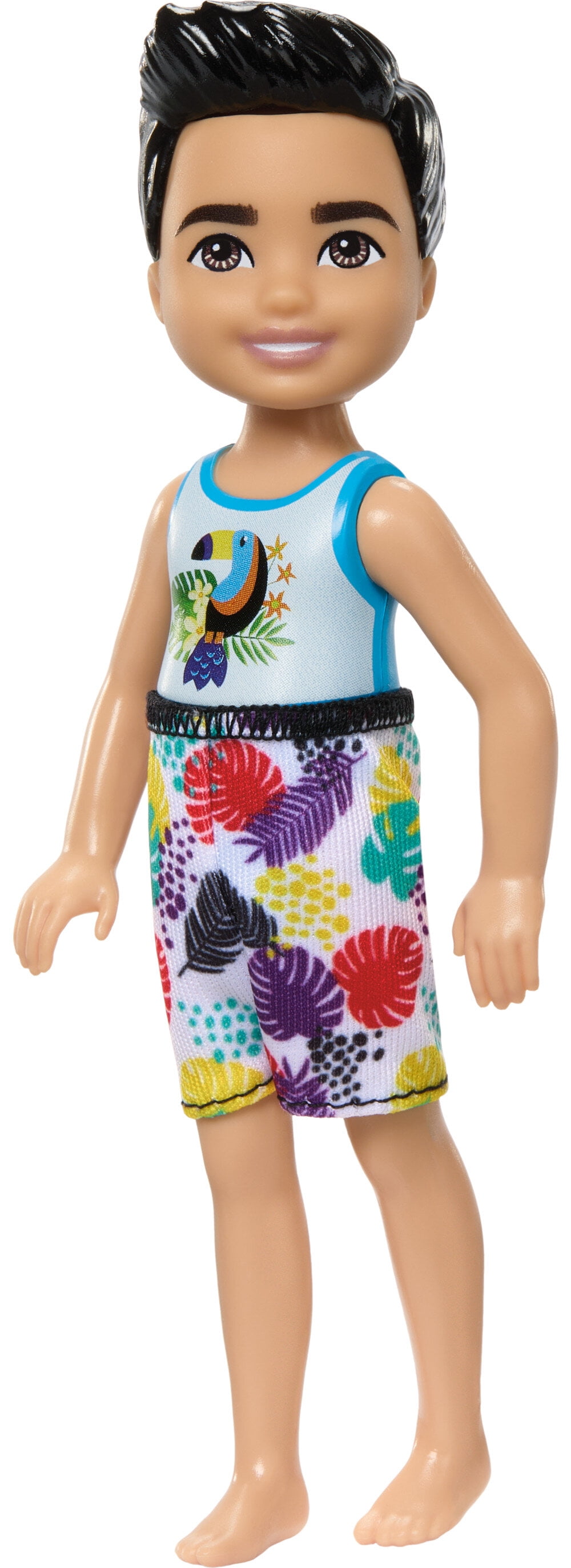 Barbie Chelsea Small Doll with Beach Swimsuit Toucan Tropical Leaf Print Black Hair Brown Eyes Walmart