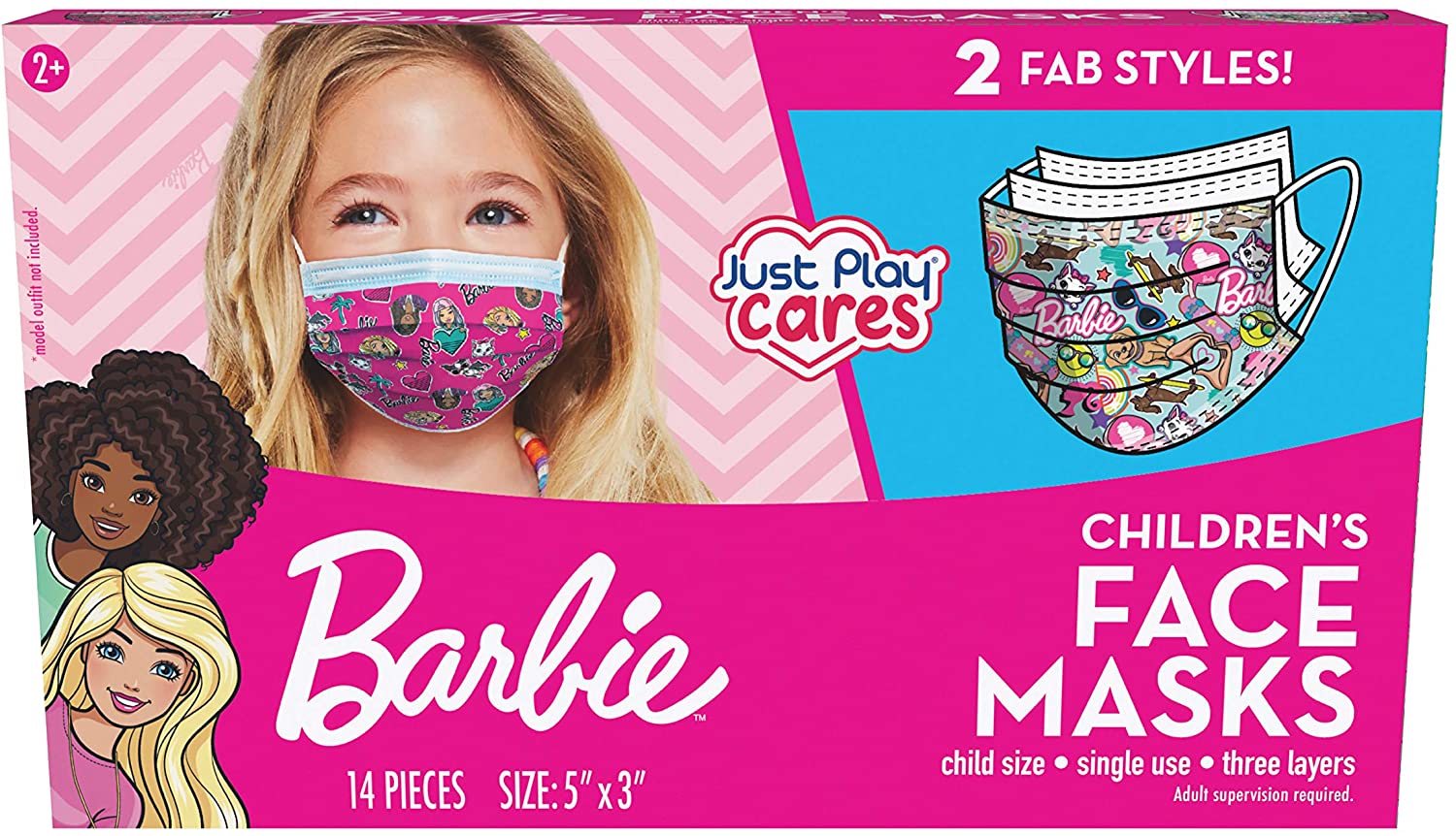 Barbie ChildrenS Single Use Face Mask Polyster Cartoon Ear Loop safety