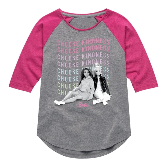 Barbie - Choose Kindness - Toddler And Youth Girls Raglan Graphic T-Shirt