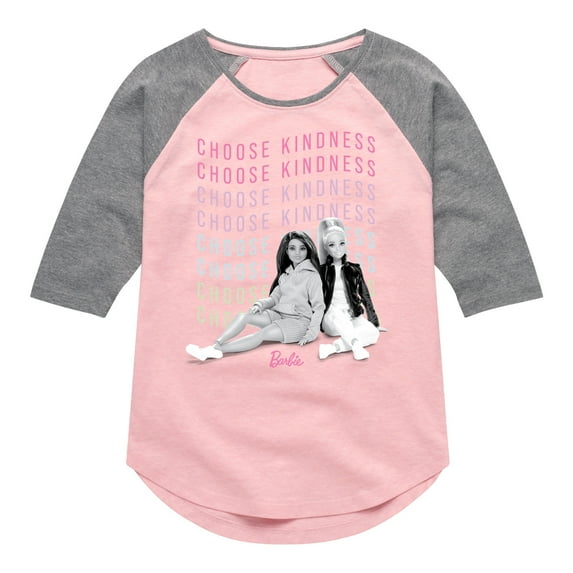 Barbie - Choose Kindness - Toddler And Youth Girls Raglan Graphic T-Shirt