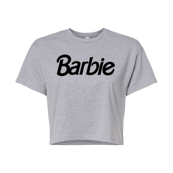 Barbie - Classic Black Logo - Juniors Cropped Graphic T-Shirt
