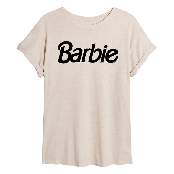Barbie - Classic Black Logo - Juniors Oversized Graphic T-Shirt
