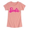 thumbnail image 1 of Barbie - Classic Pink Logo - Youth Girls Fitted Short Sleeve T-Shirt, 1 of 4