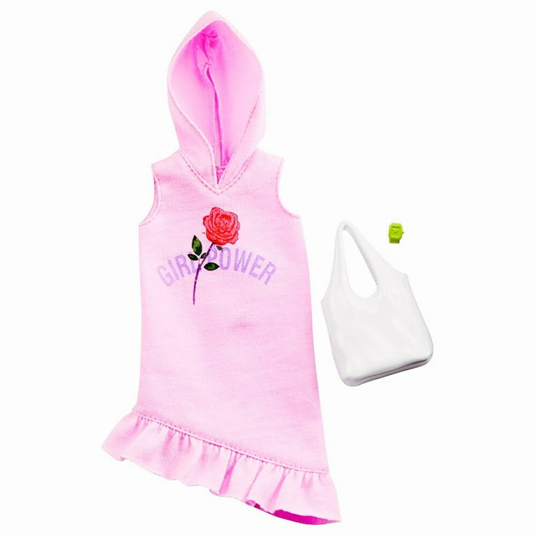 Barbie Clothes Pink Hoodie Dress Plus 2 Accessories Dolls Gift for