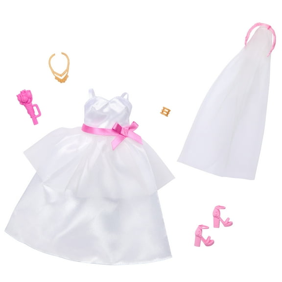 Barbie Clothes, Bridal Fashion Pack for Barbie Doll on Wedding Day (1 Outfit & Accessories)