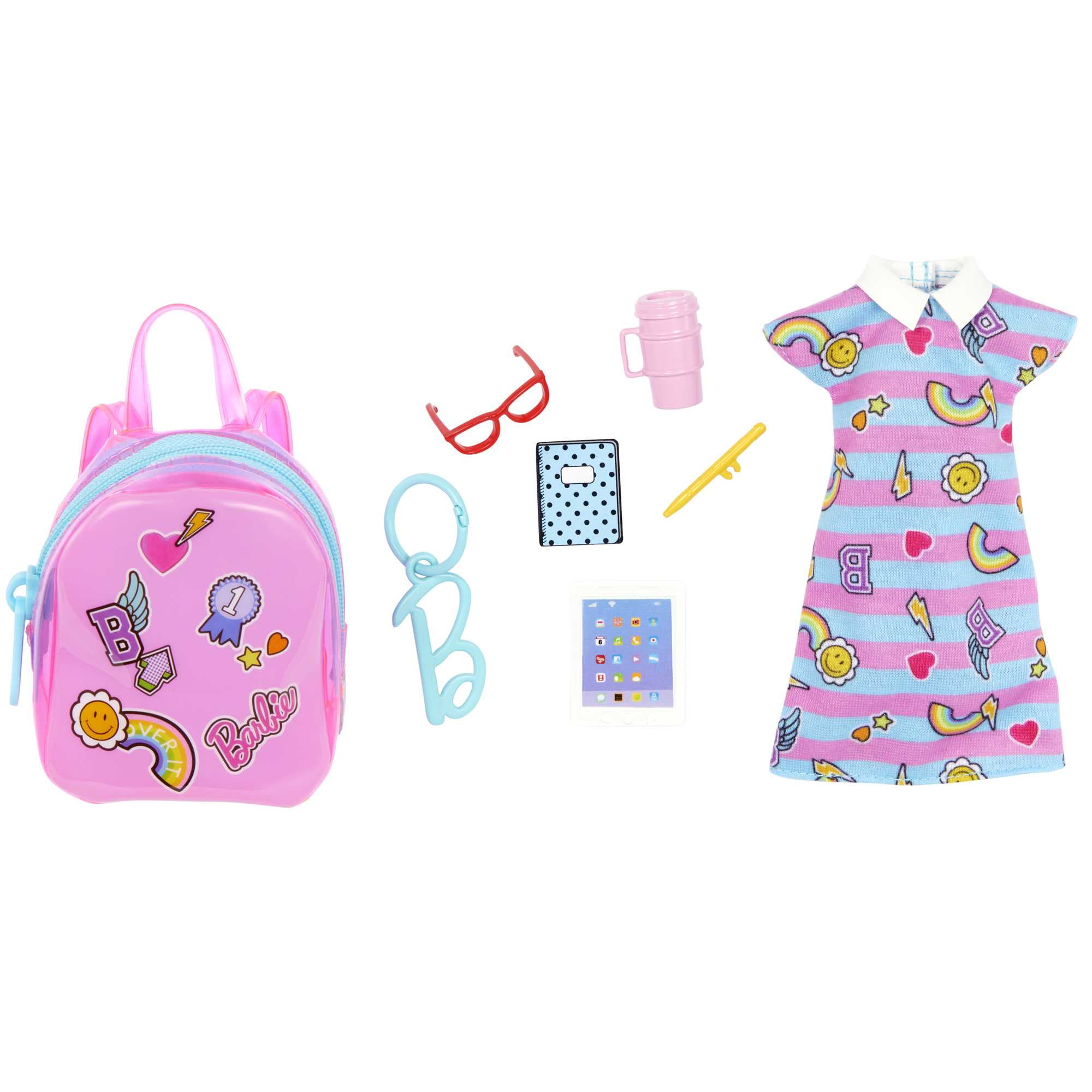 Barbie School-Themed Pink Backpack with Dress and Accessories