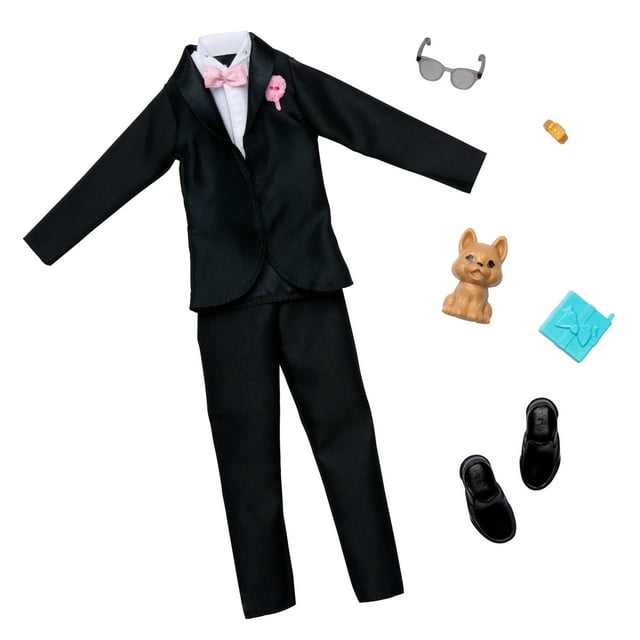 Barbie Clothes, Groom Fashion Pack for Ken Doll on Wedding Day, Tuxedo & Accessories