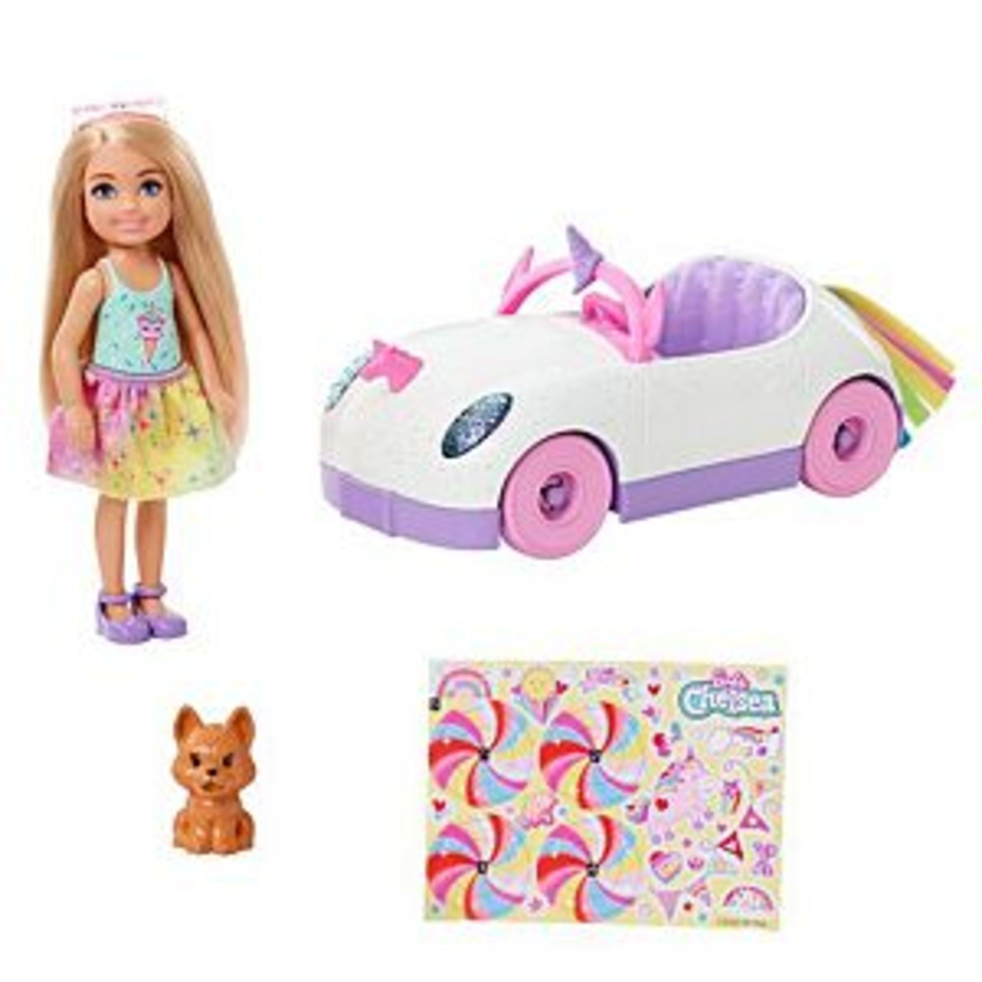 Barbie Club Chelsea Doll Unicorn Themed Toy Car Set for Kids