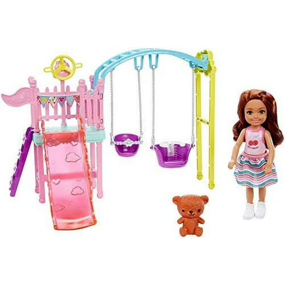 Barbie Club Chelsea Doll and Swing Set Playset with Teddy Bear Figure