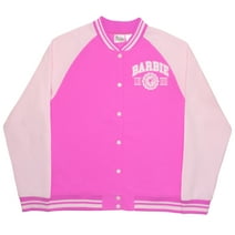 Barbie Collegiate Logo Let’s Go Women’s Bomber Jacket, Button-Down Varsity Jacket for Adults (Size S-XL)