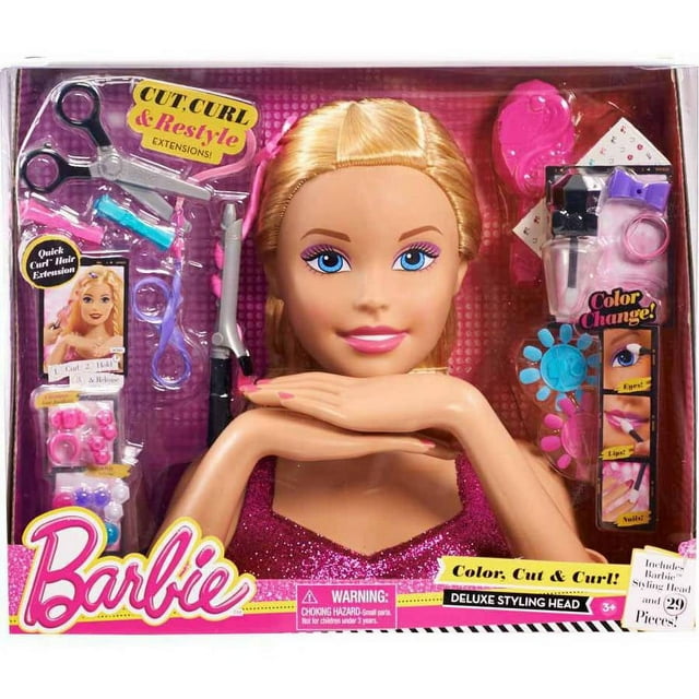 Barbie Color, Cut and Curl Styling Head, Blonde - Walmart.com