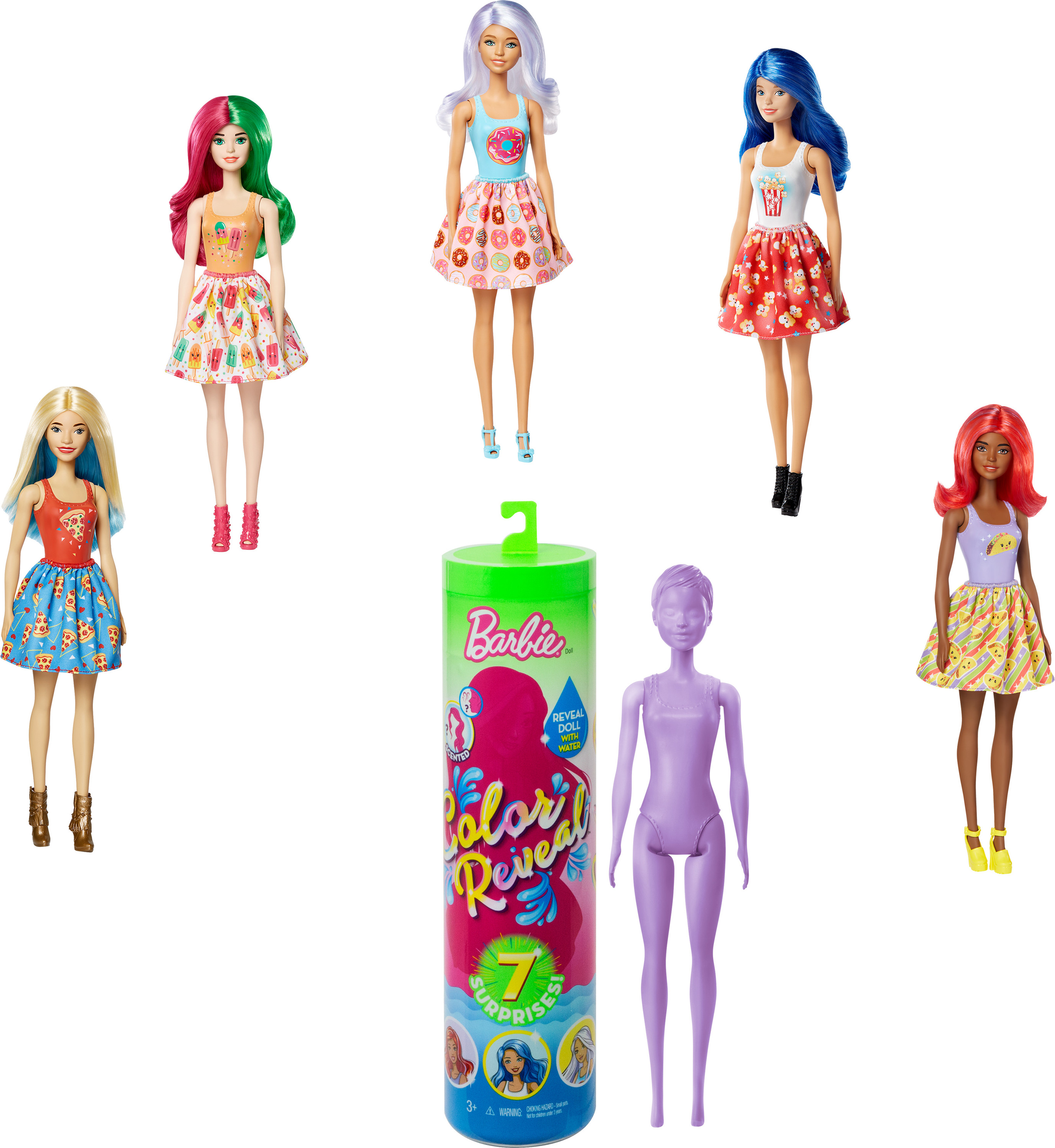 Barbie Color Reveal Doll Foodie Series Doll with 7 Surprises Including Scented Wig (Styles May Vary) - image 1 of 7