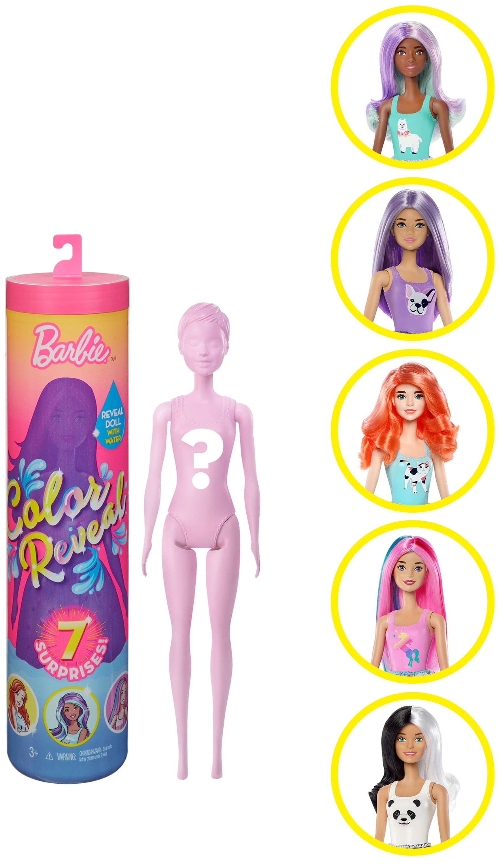 Barbie Color Reveal Doll With Surprises (Styles May Vary) Doll Playset, 7  Pieces Included 