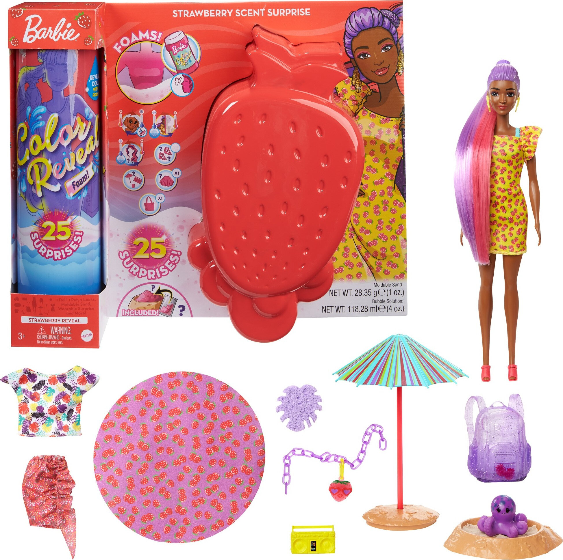 Barbie Color Reveal Foam! Doll, Strawberry Scent, 25 Surprises For Kids 3 Years & Older - image 1 of 7