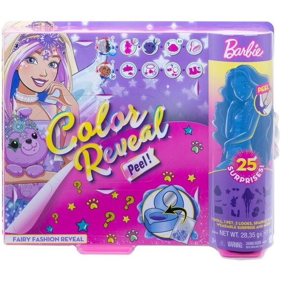 Barbie Color Reveal Peel Doll with 25 Surprises & Fairy Fantasy Fashion Transformation