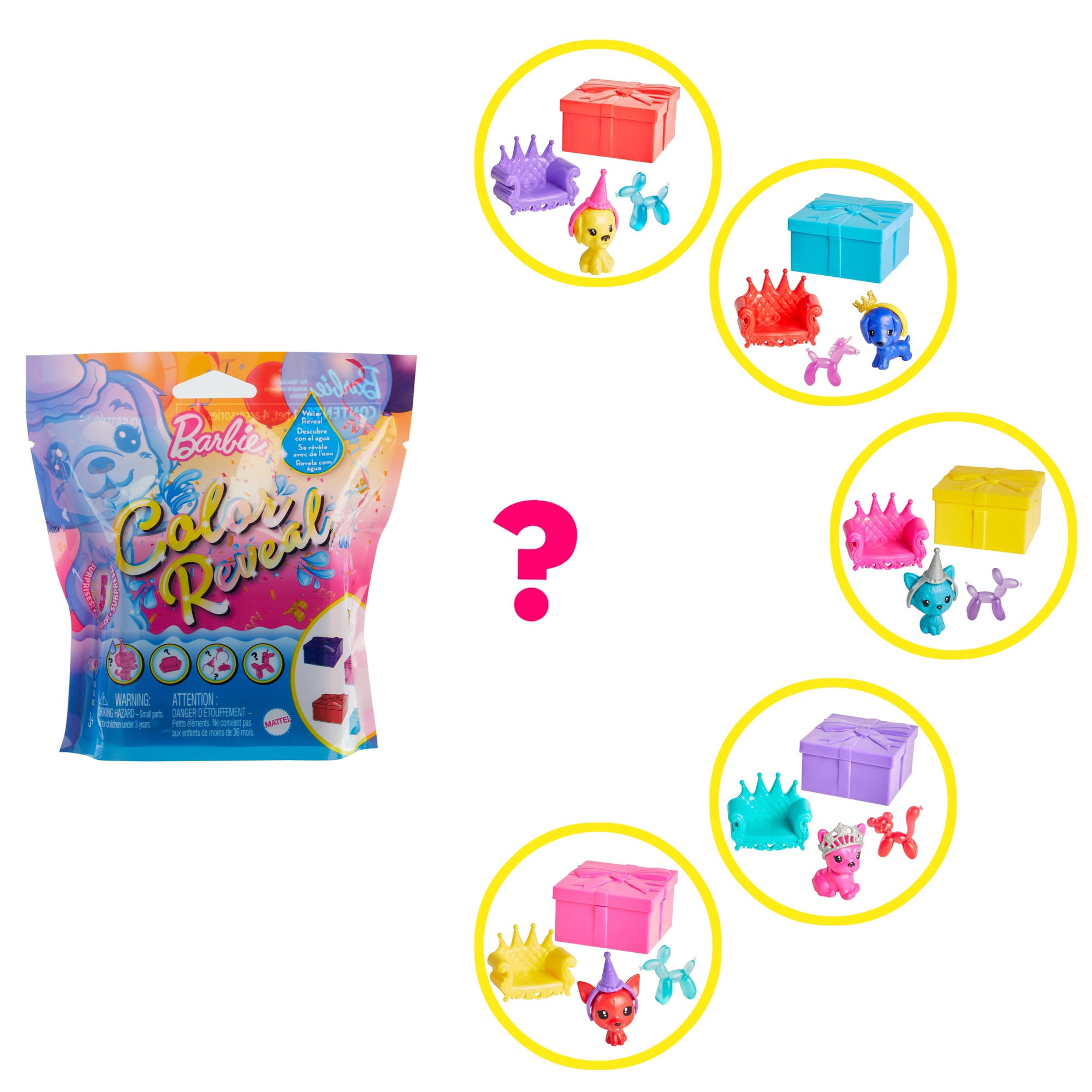 Barbie Color Reveal Pet, With Blue Metallic Coating & 5 Surprises ...