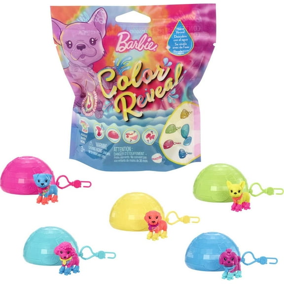 Barbie Color Reveal Pets with Fluorescent Green Coating, Neon Tie-Dye Series (Styles May Vary)