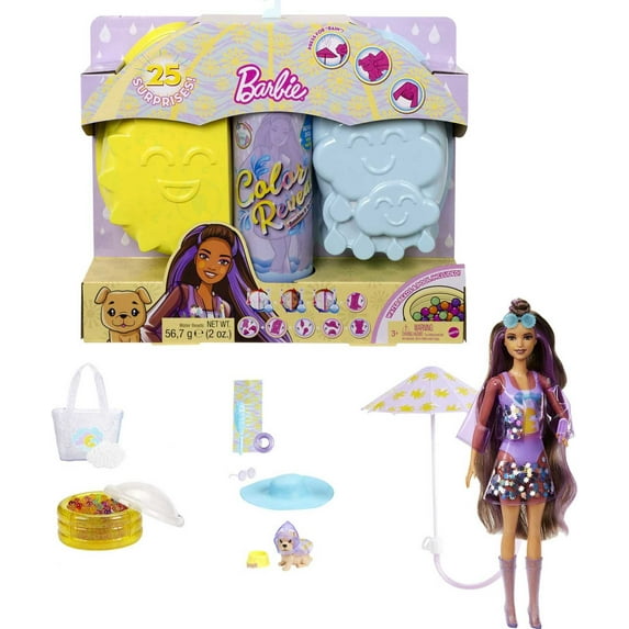 Barbie Color Reveal Sunshine & Sprinkles Doll & Accessories, Sun & Cloud Theme, 25 Surprises