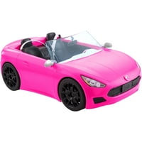 Deals on Barbie Convertible Toy Car, Bright Pink with Seatbelts and Rolling Wheels