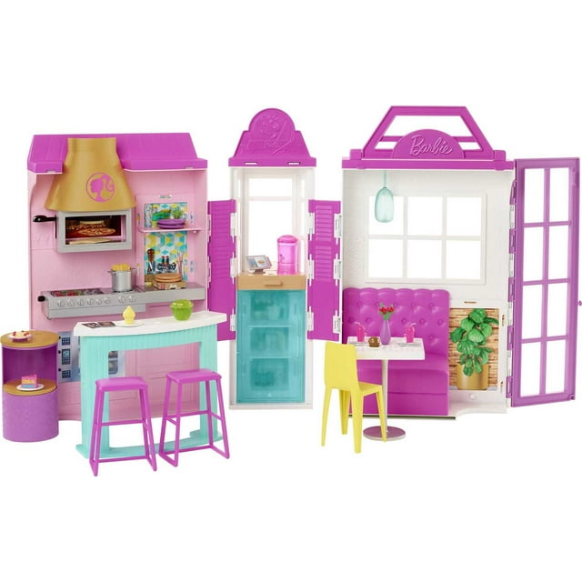 Barbie Cook ‘n Grill Restaurant Playset with 30+ Pieces Including Pizza Oven & Grill