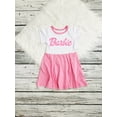 thumbnail image 1 of Barbie Cotton lycra white and pink dress,toddlers and girl Barbie pink dress, 1 of 1