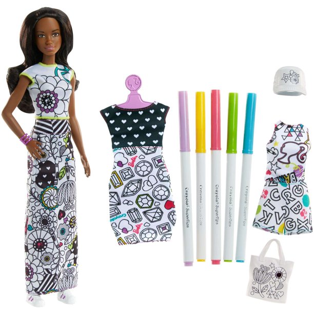 Barbie Crayola Color-In Fashion Design Set with Barbie Doll - Walmart.com
