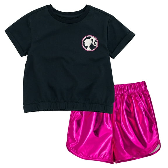 Barbie Crop Top T-Shirt and Shorts Outfit Set Toddler to Big Kid