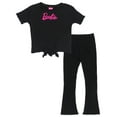 thumbnail image 1 of Barbie Cropped Ribbed T-Shirt and Flare Pants Outfit Set Toddler to Big Kid, 1 of 5