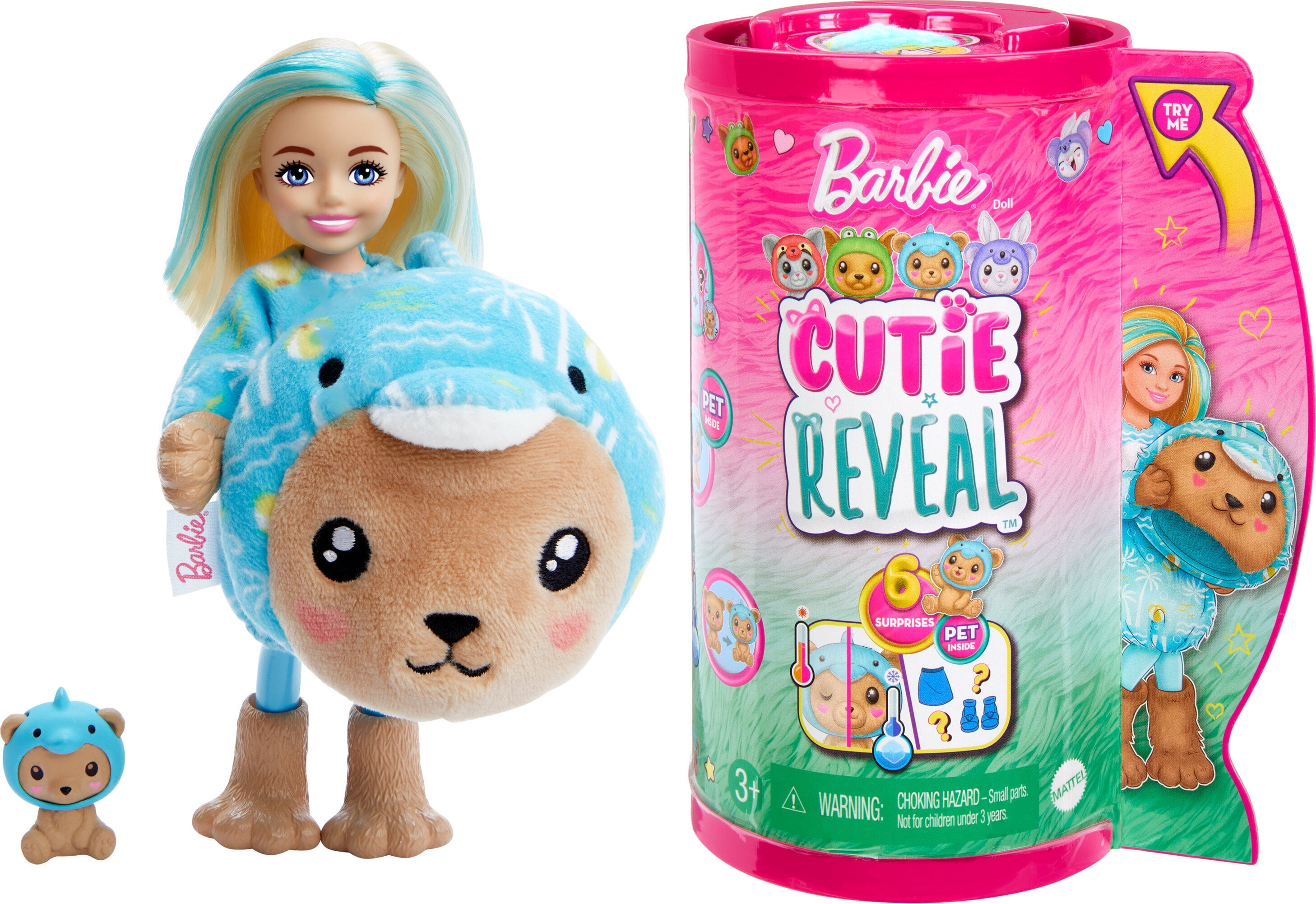 Barbie Cutie Reveal Costume-Themed Series Doll & Accessories with 10  Surprises, Puppy as Frog 