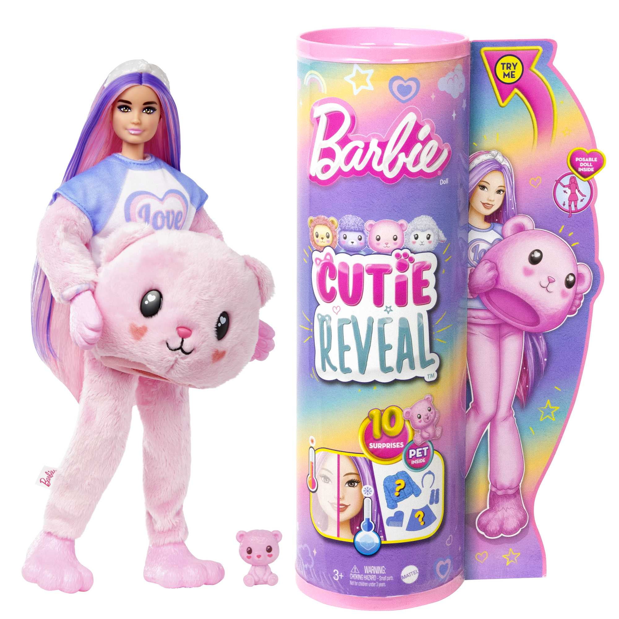 Barbie Cutie Reveal Doll & Accessories, Cozy Cute Tees Teddy Bear