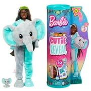Barbie Cutie Reveal Jungle Series Fashion Doll with Elephant Plush Costume, Mini Pet & Accessories